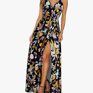 XXL Maxi floral wrap style dress with slit